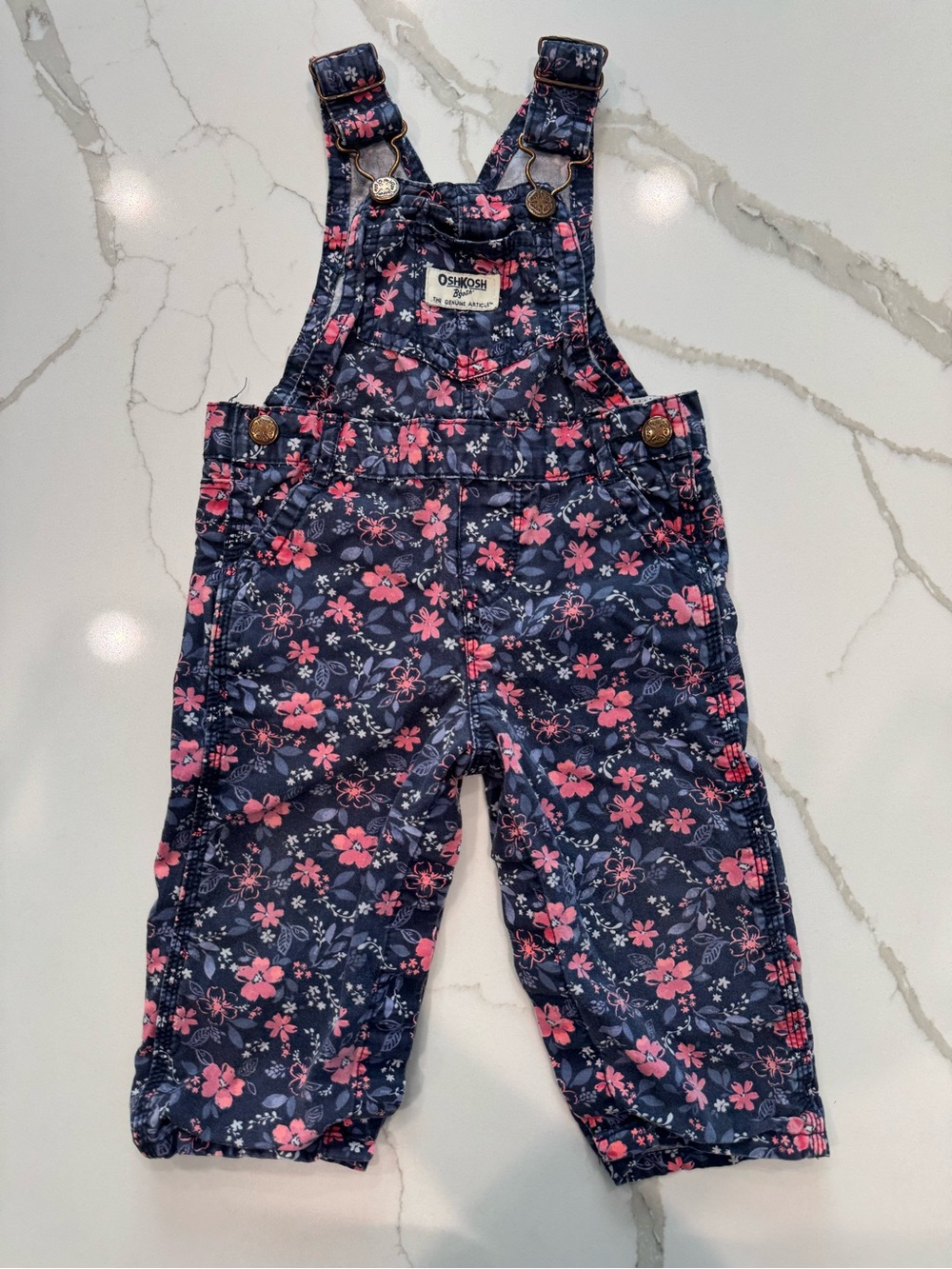 OshKosh B'gosh Navy Overalls with Pink Floral Print